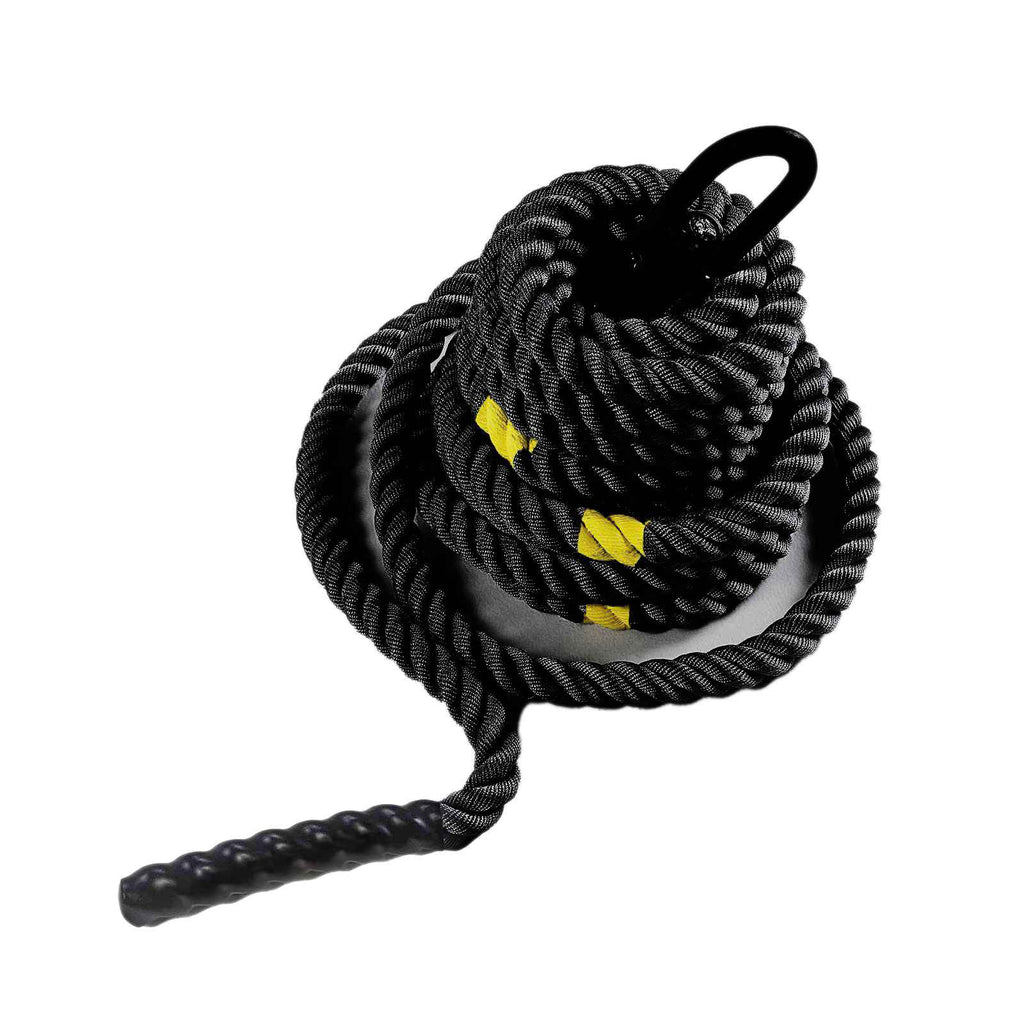 GymGear 38mm Sled Rope (inc Hook & Karabiner / 15m in length) Black and Grey