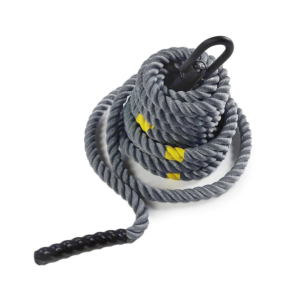 GymGear 38mm Sled Rope (inc Hook & Karabiner / 15m in length) Black and Grey