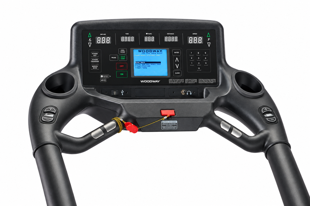 Woodway 4Front Personal Trainer monitor on a white background
